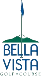 Logo for Bella Vista Golf Course featuring a flag on a green hill.